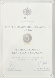 SLS Dubai Hotel & Residences — Top performing broker 2022 — certificate