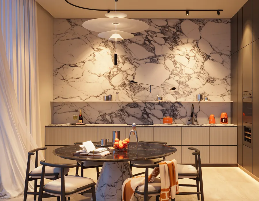 Villa del Gavi Dubai Islands – kitchen and dining area